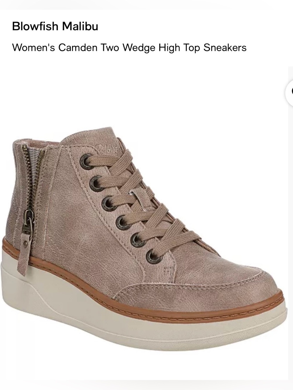*new* Blowfish Malibu Camden Two Wedge High Top Sneakers in Taupe